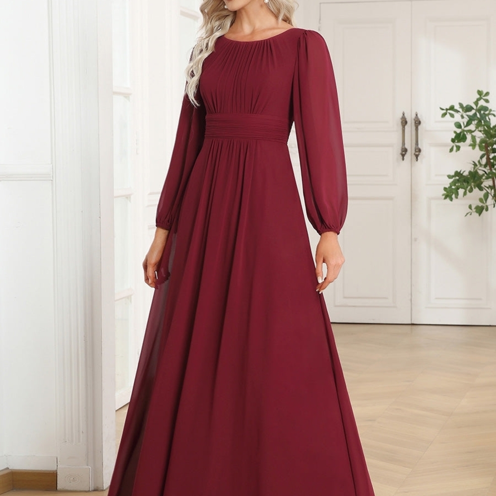 Ever Pretty Wine Long Sleeve Gown
